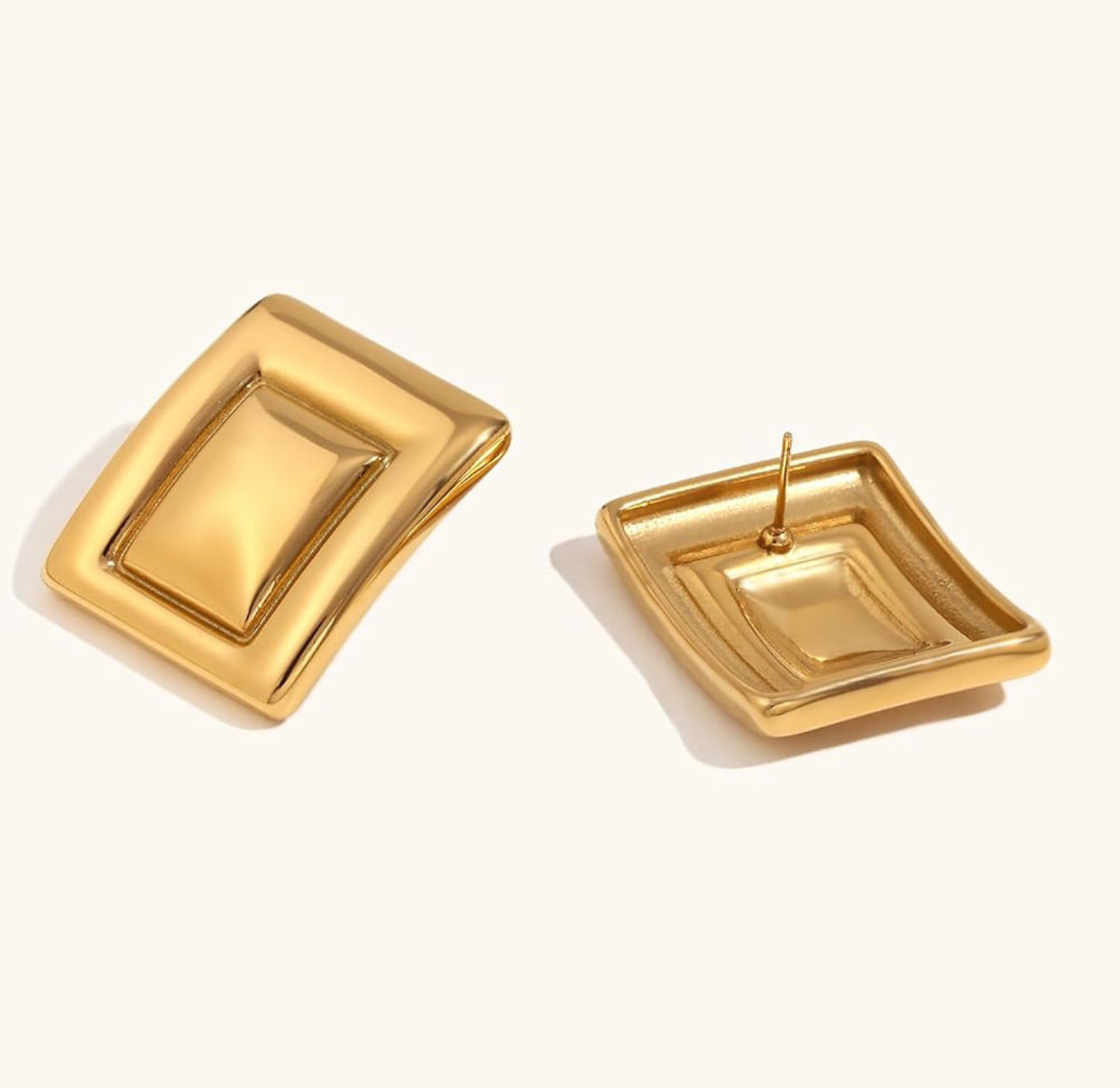 Katou - Gold Square Stud Earrings - CĀDDEE JEWELS #