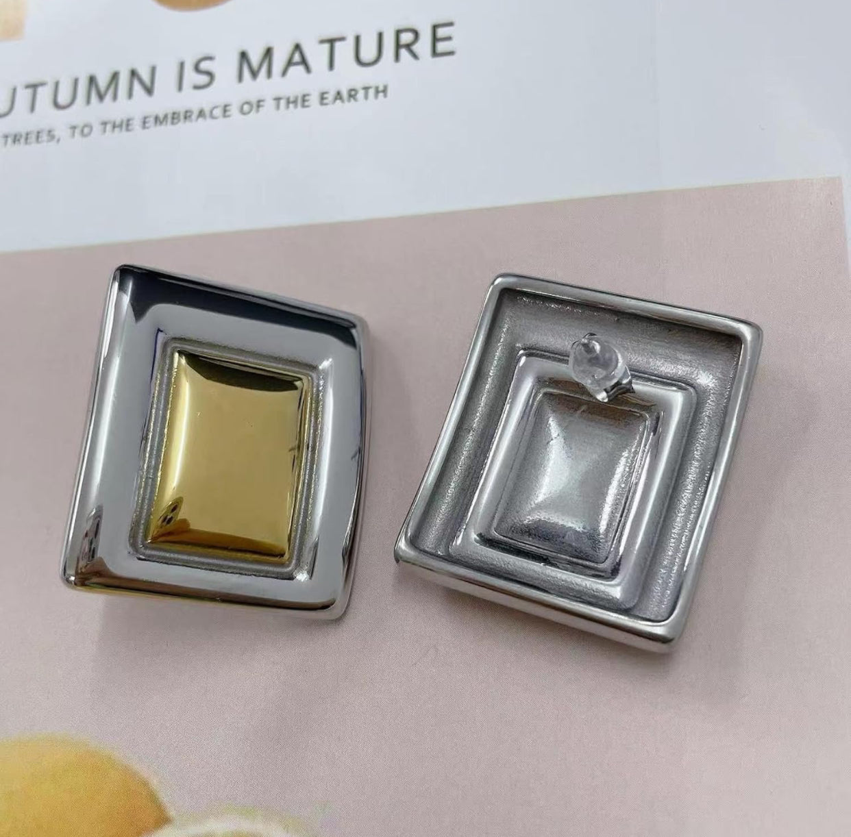 Katou - Mixed Square Stud Earrings - CĀDDEE JEWELS #