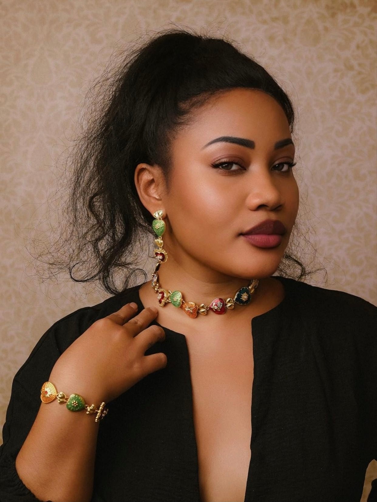 Nadiya Vintage Heart Earrings